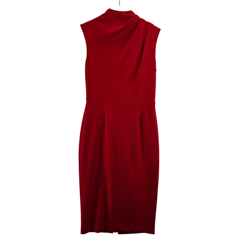 Alexia Admor Red Sleeveless Mock Neck‎ Sheath Dress With Gold Zipper Size Small